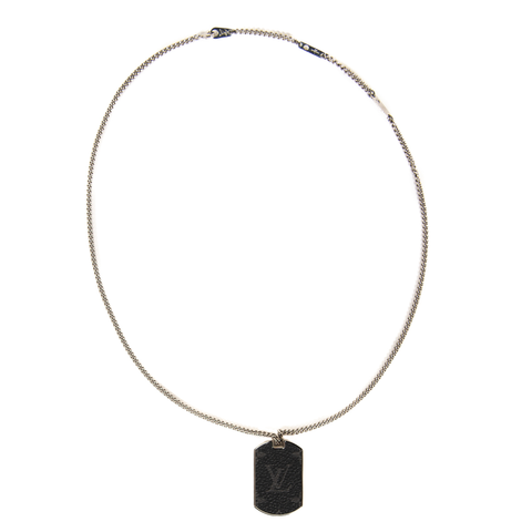 Louis Vuitton Black Monogram Eclipse Plate Necklace