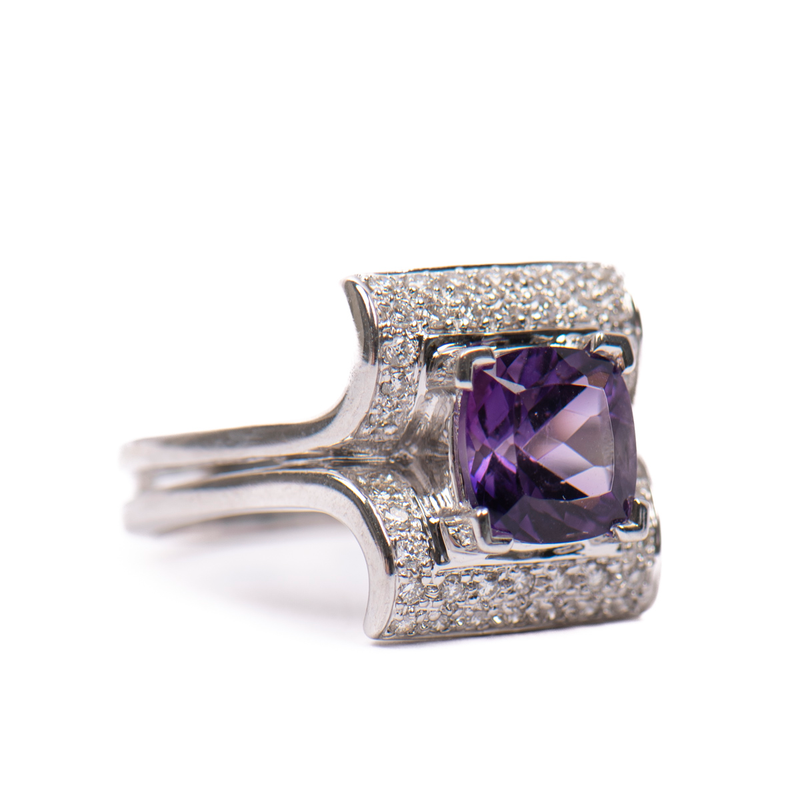 Pre-Owned Amethyst and Diamond Ring