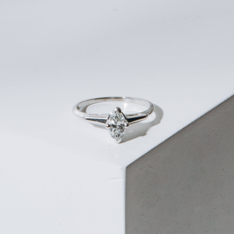 Pre-owned 0.45 carat marquise solitaire engagement ring