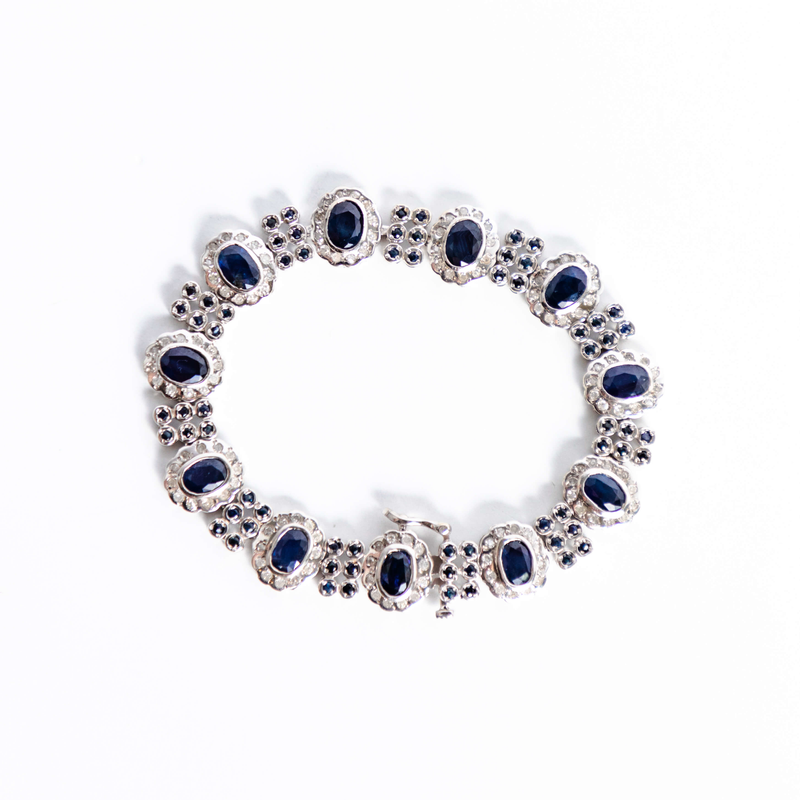 Pre-Owned Blue Sapphire and Diamond Bracelet