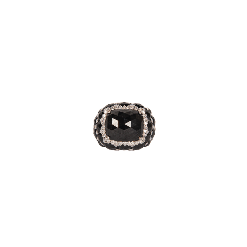 Pre-Owned Crivelli Black Onyx and Diamond Ring