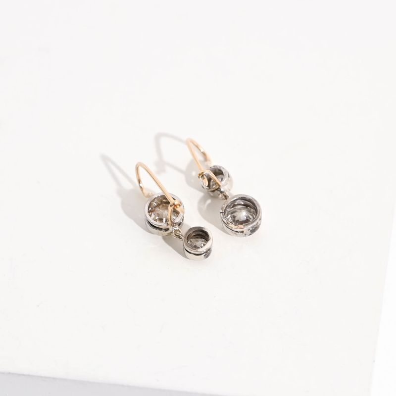 Pre-Owned Old Mine Cut Diamond Dangle Earrings