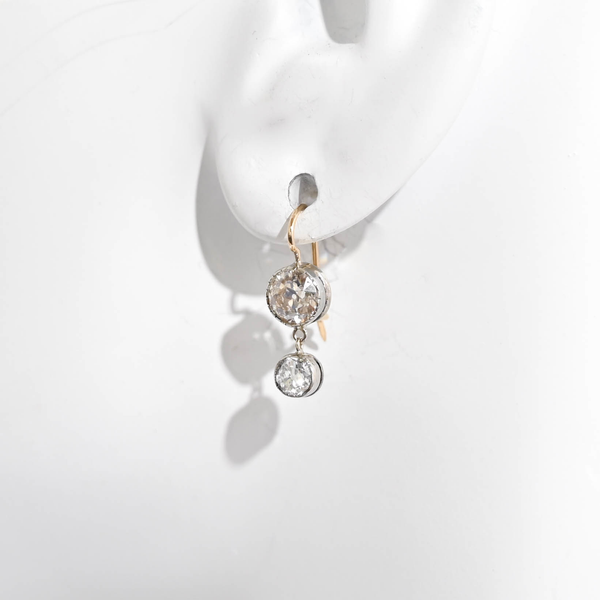 Pre-Owned Old Mine Cut Diamond Dangle Earrings