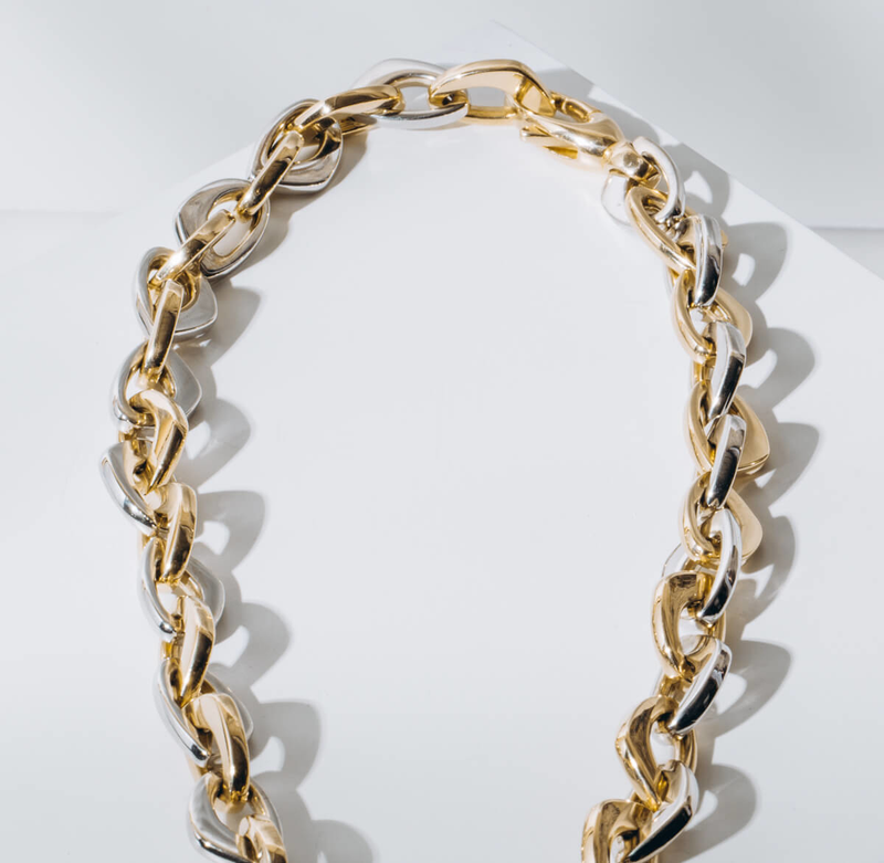 PRE-OWNED BEL-ORO GEOMETRIC LINK NECKLACE