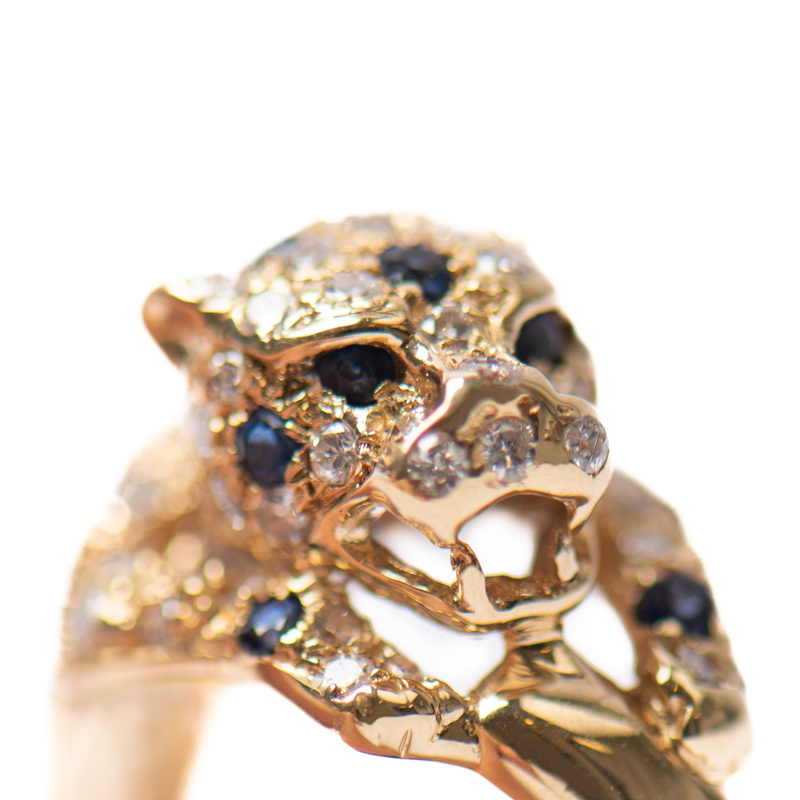 Pre-Owned Sapphire and Diamond Panther Ring