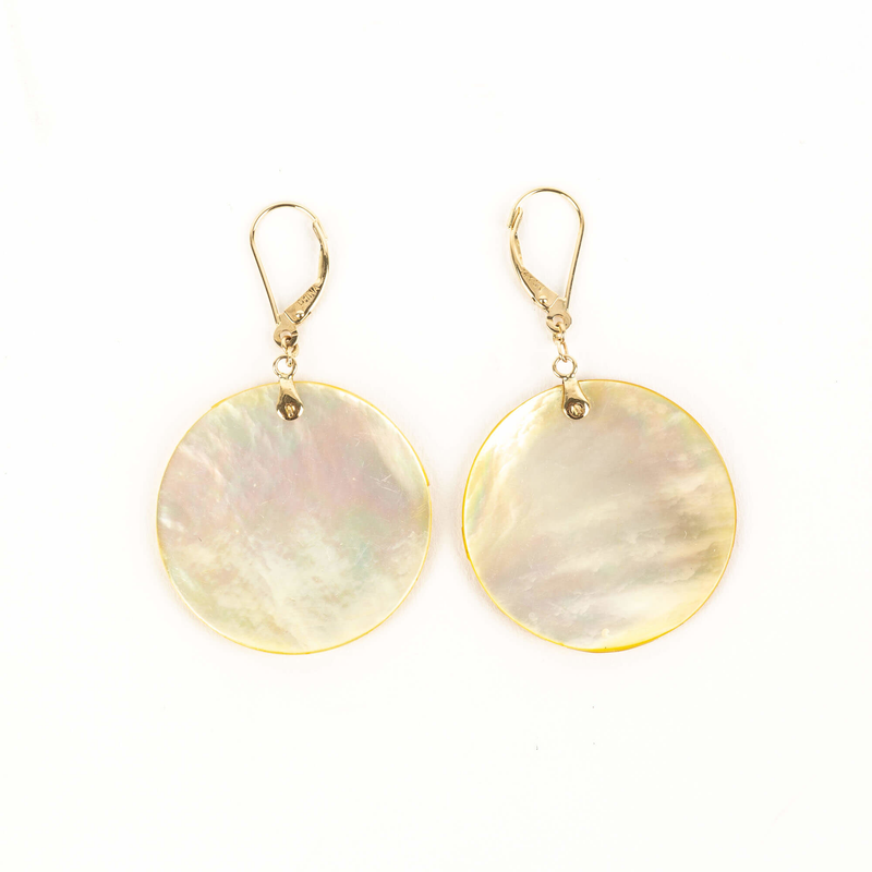 Pre-owned Mother-of-Pearl Disc Earrings