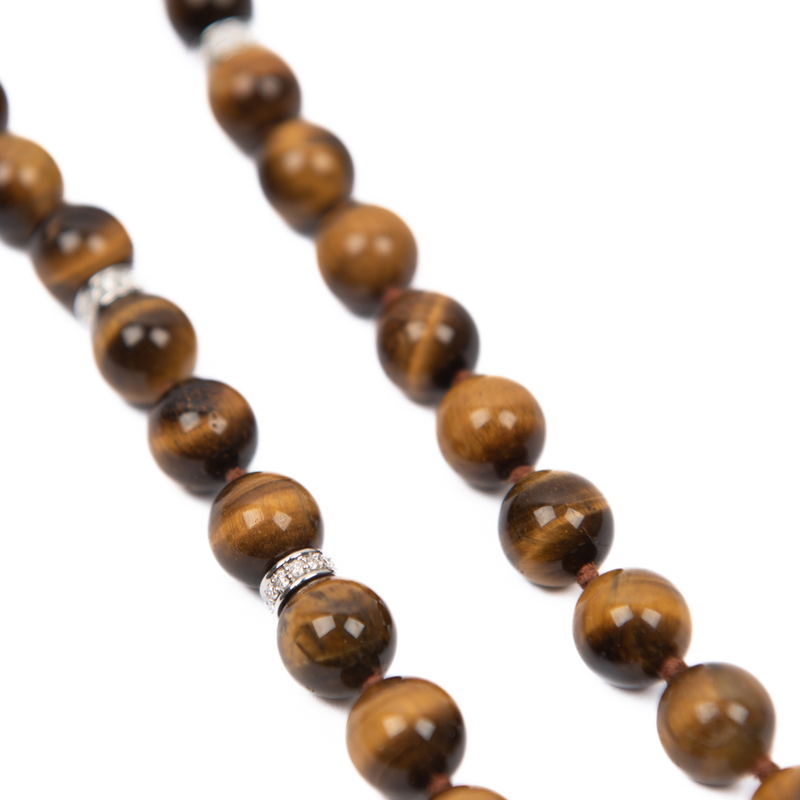 Pre Owned David Yurman Tigers Eye and Diamond Bead Necklace