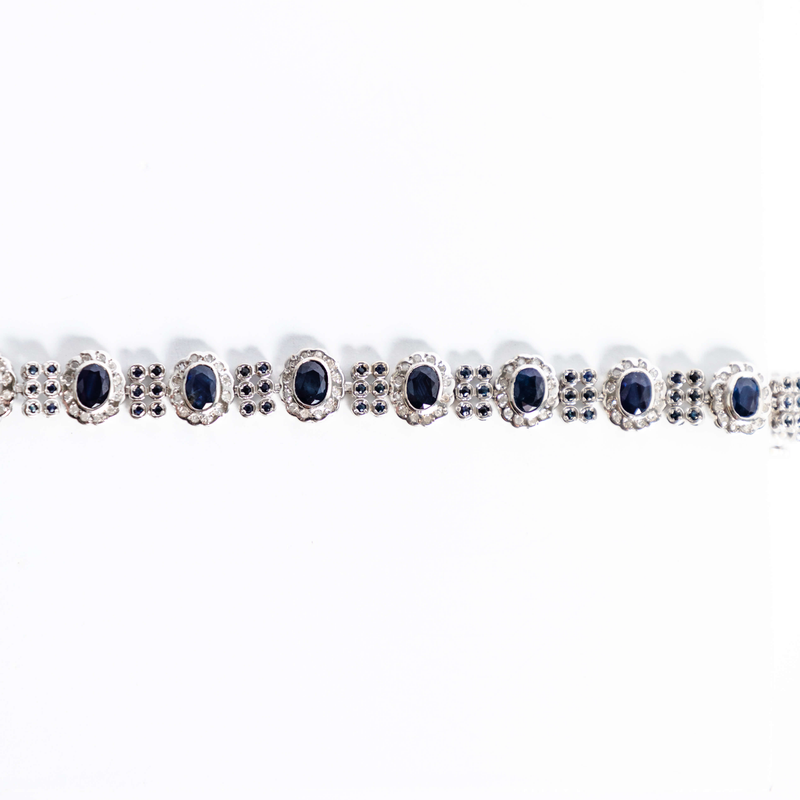 Pre-Owned Blue Sapphire and Diamond Bracelet